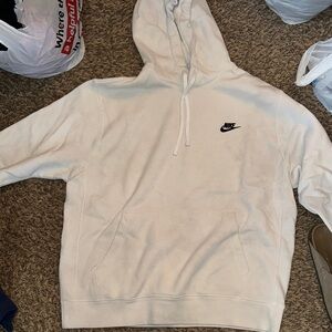 Nike Men’s Cream Pullover Hoodie with Black Swoosh